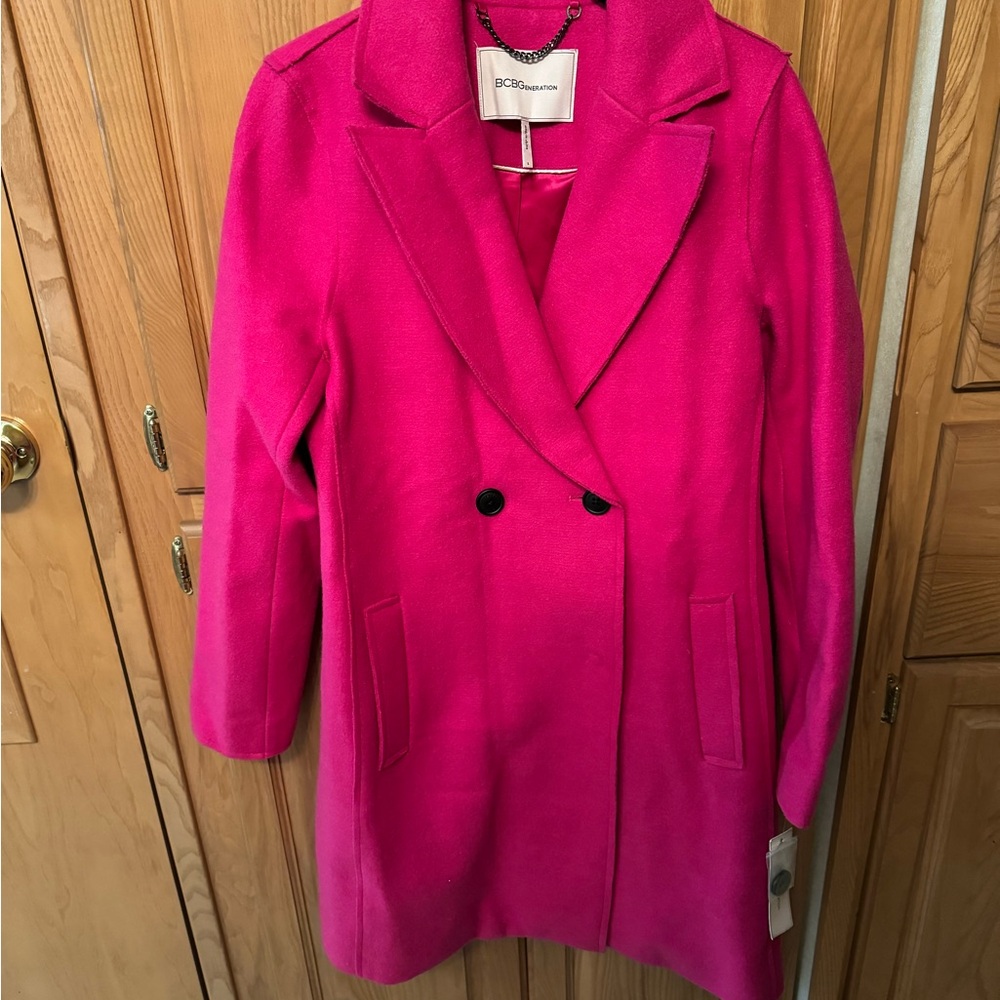 BCBGeneration Women's Fuchsia Pea Coat